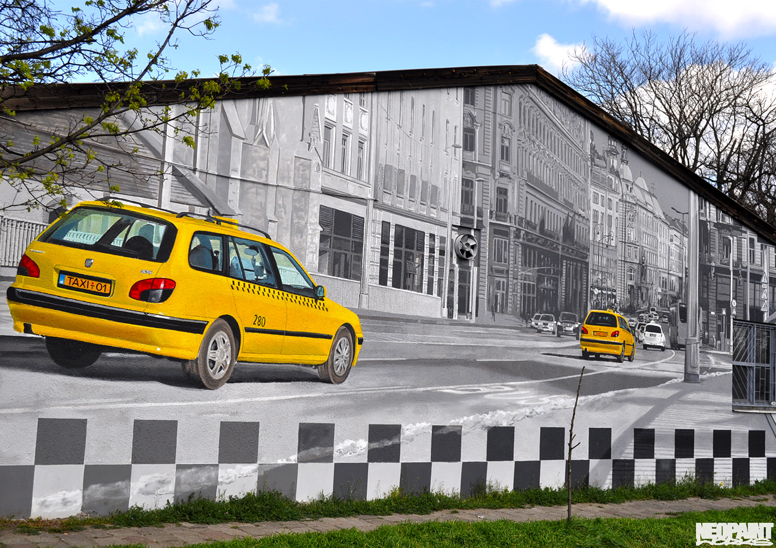 neopaint works - kültéri falfestmény - taxi