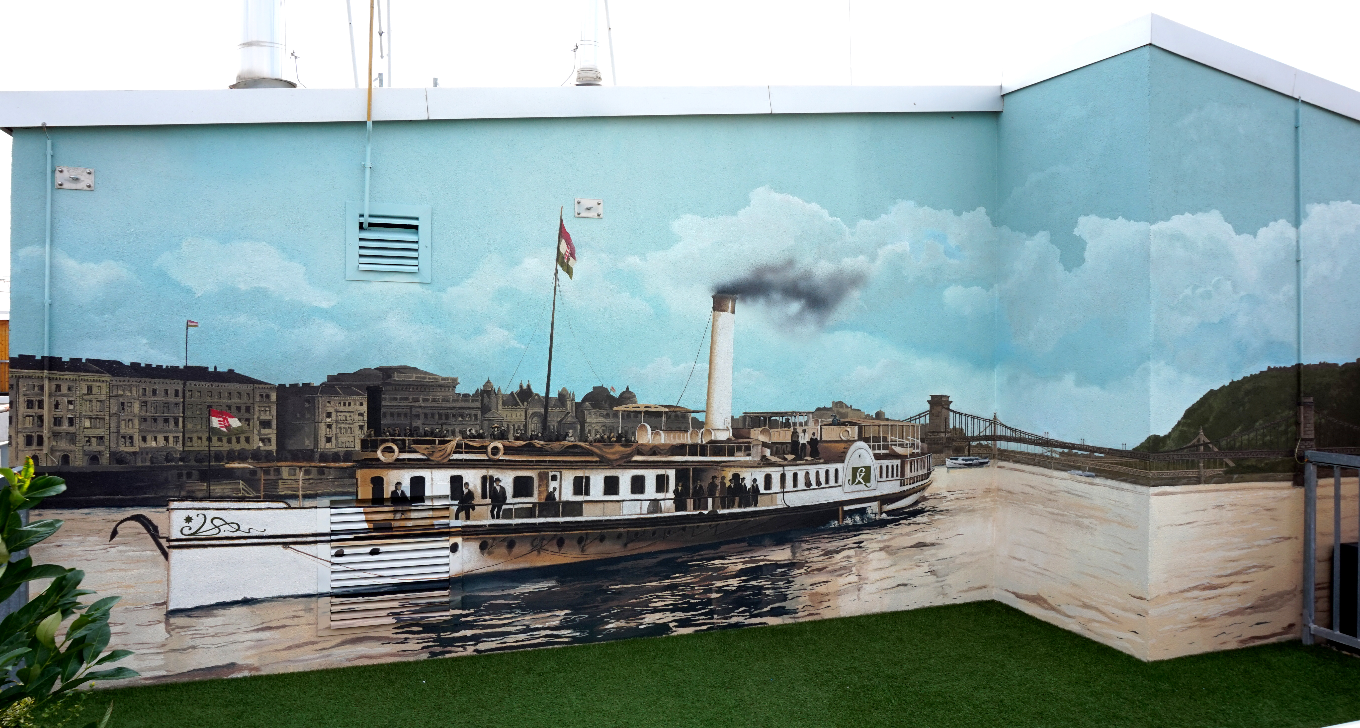 régi duna hajó falfestmény - neopaint works
