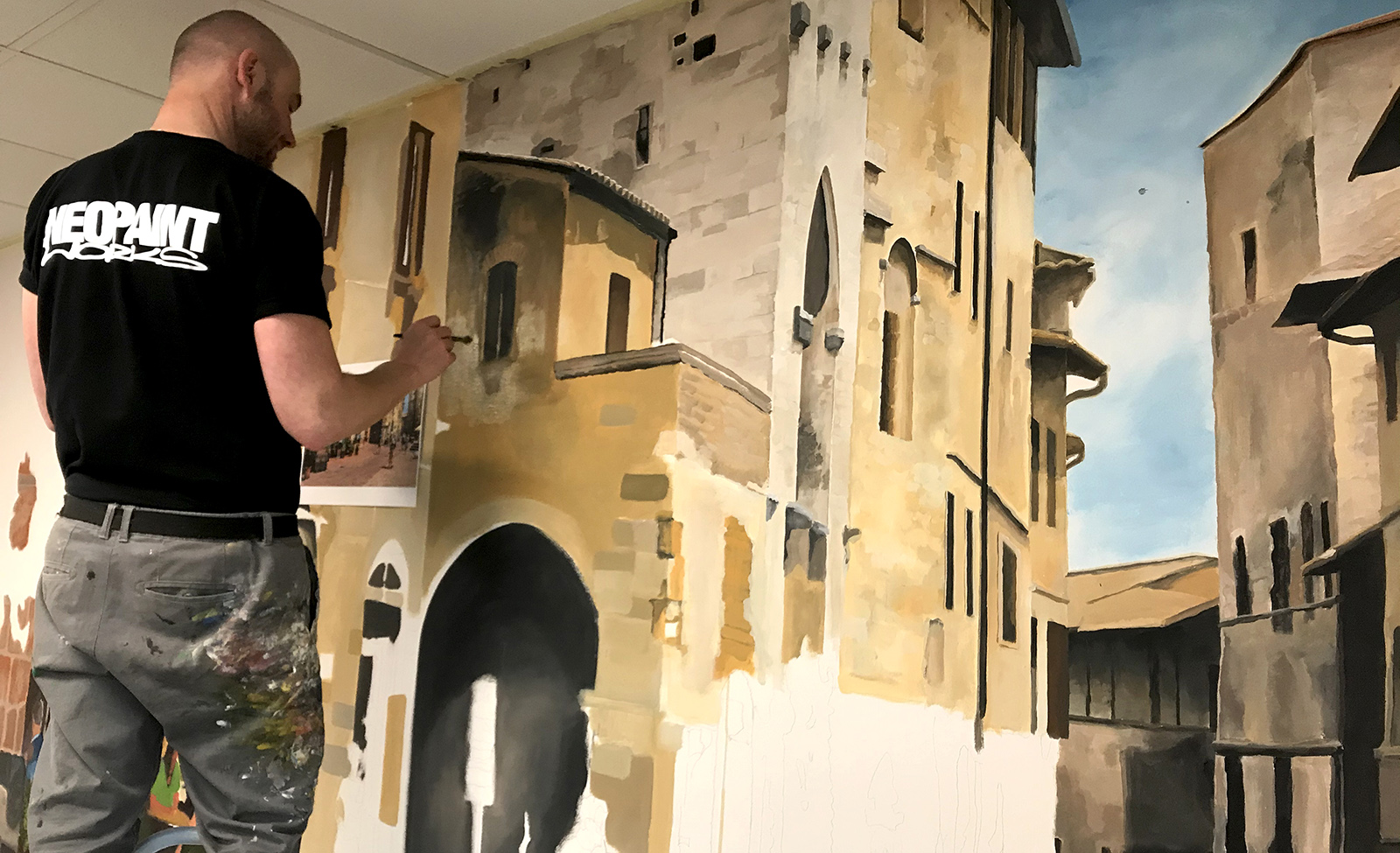 olasz kisváros falfestmény - neopaint works