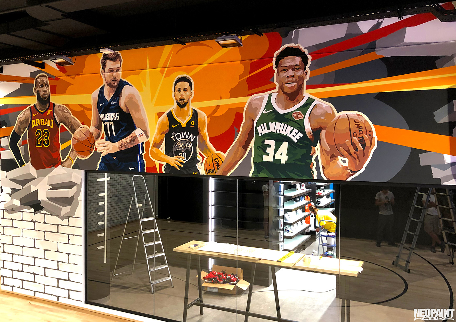 festett faldekoráció - NBA - kosárlabda - freskó - graffiti - neopaint works