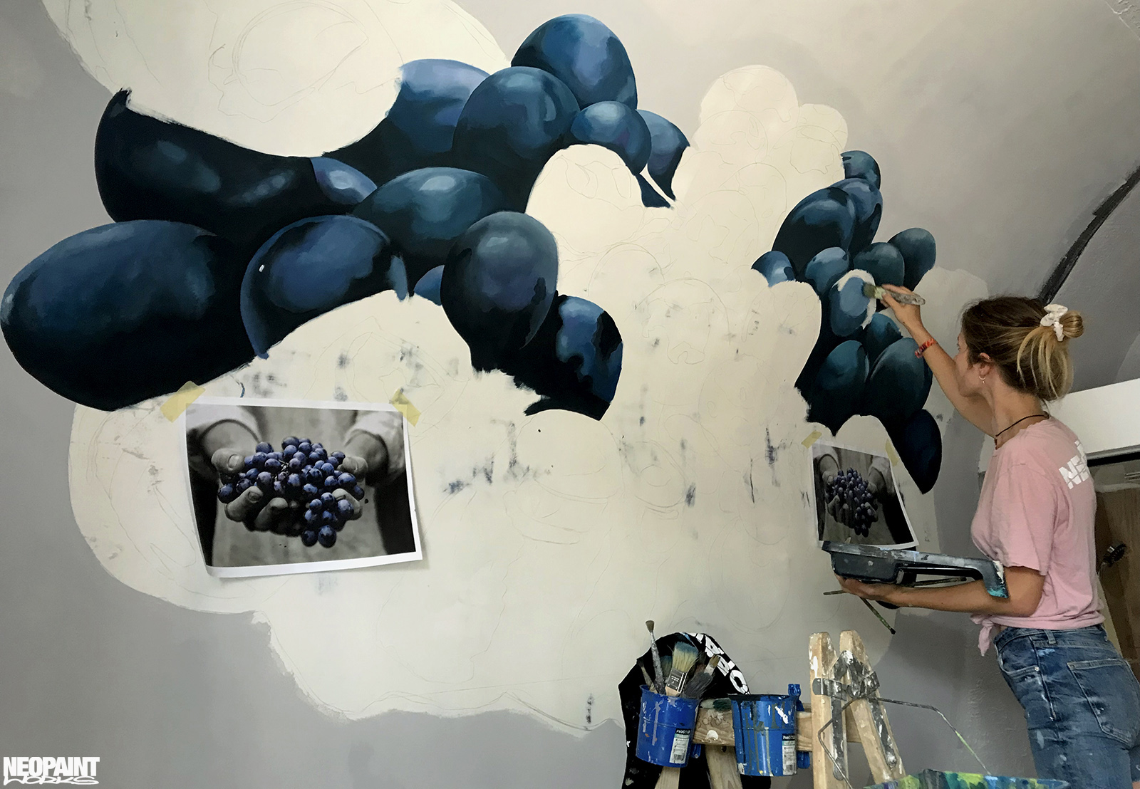 festett faldekoráció - dekorfestés - eger - szőlő - neopaint works (3)