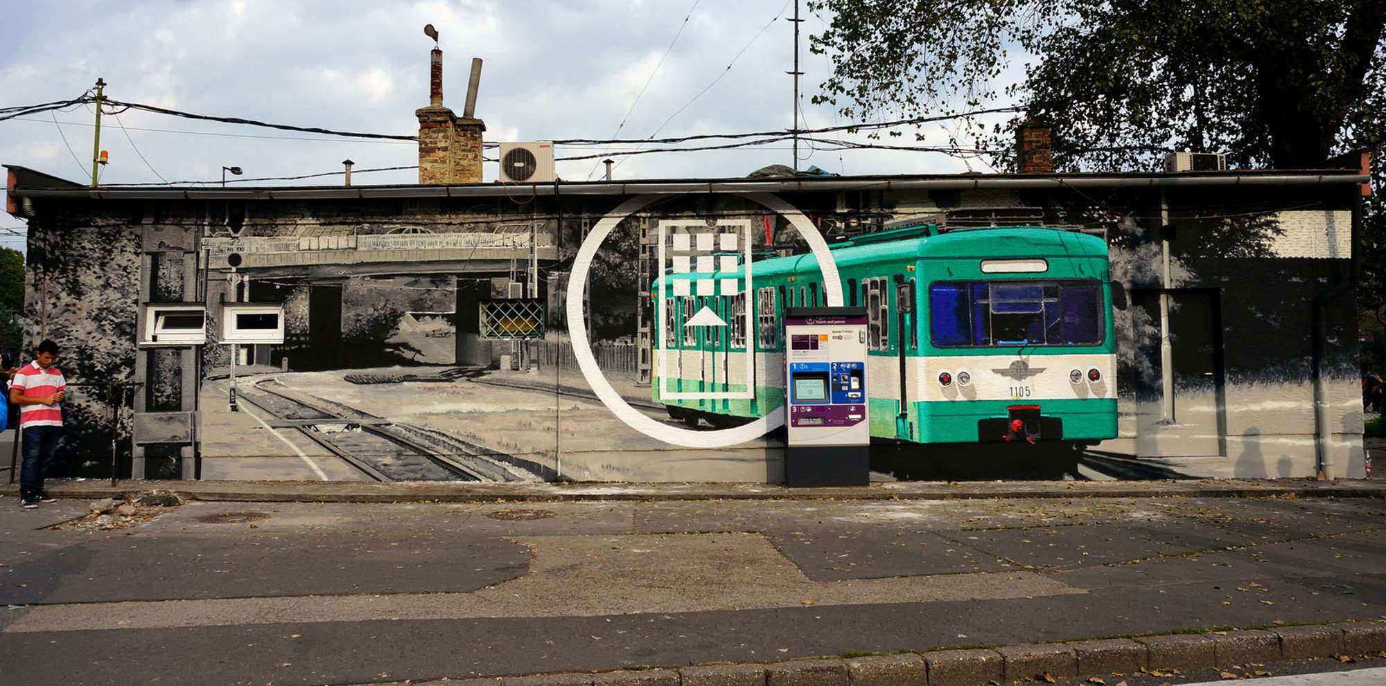 Hév megálló falfestése - Neopaint - 2015